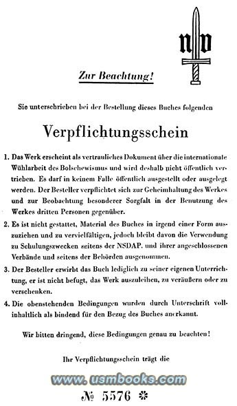 3. Reich Verpflichtungsschein Nibelungen-Verlag
